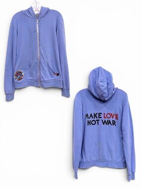 Aviator Nation Make Love Not War Zip Up Hoodie with Added Patch